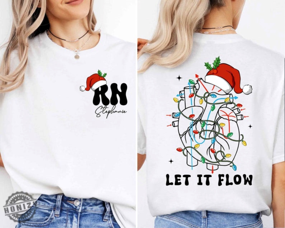 Christmas Cardiac Nurse Tshirt Let It Flow Cardiac Hoodie Christmas Nurse Sweatshirt Rn Nurse Shirt Christmas Nurse Crew Gift Nurse Vibes Tee