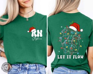 Christmas Cardiac Nurse Tshirt Let It Flow Cardiac Hoodie Christmas Nurse Sweatshirt Rn Nurse Shirt Christmas Nurse Crew Gift Nurse Vibes Tee honizy 2