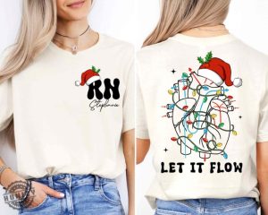 Christmas Cardiac Nurse Tshirt Let It Flow Cardiac Hoodie Christmas Nurse Sweatshirt Rn Nurse Shirt Christmas Nurse Crew Gift Nurse Vibes Tee honizy 3