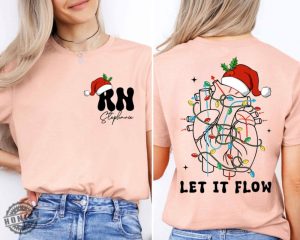 Christmas Cardiac Nurse Tshirt Let It Flow Cardiac Hoodie Christmas Nurse Sweatshirt Rn Nurse Shirt Christmas Nurse Crew Gift Nurse Vibes Tee honizy 5