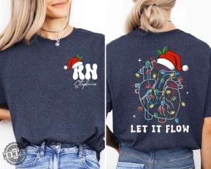 Christmas Cardiac Nurse Tshirt Let It Flow Cardiac Hoodie Christmas Nurse Sweatshirt Rn Nurse Shirt Christmas Nurse Crew Gift Nurse Vibes Tee honizy 6