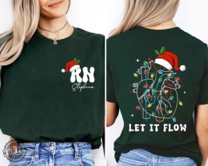 Christmas Cardiac Nurse Tshirt Let It Flow Cardiac Hoodie Christmas Nurse Sweatshirt Rn Nurse Shirt Christmas Nurse Crew Gift Nurse Vibes Tee honizy 7