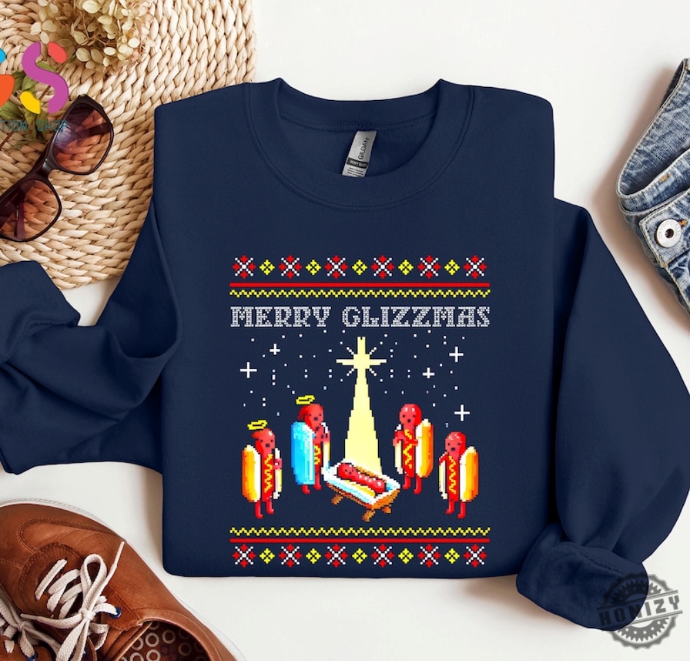 Merry Glizzmas Shirt Tacky Hoodie Funny Hot Dogs Sweatshirt Christmas Ugly Sweater Funny Christmas Gifts honizy 1