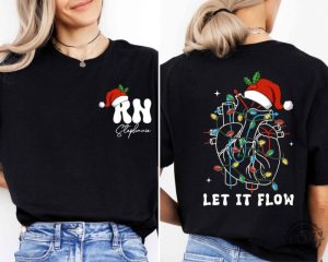 Christmas Cardiac Nurse Shirt Let It Flow Cardiac Sweatshirt Christmas Nurse Tshirt Rn Nurse Hoodie Christmas Nurse Crew Nurse Vibes Tee honizy 4