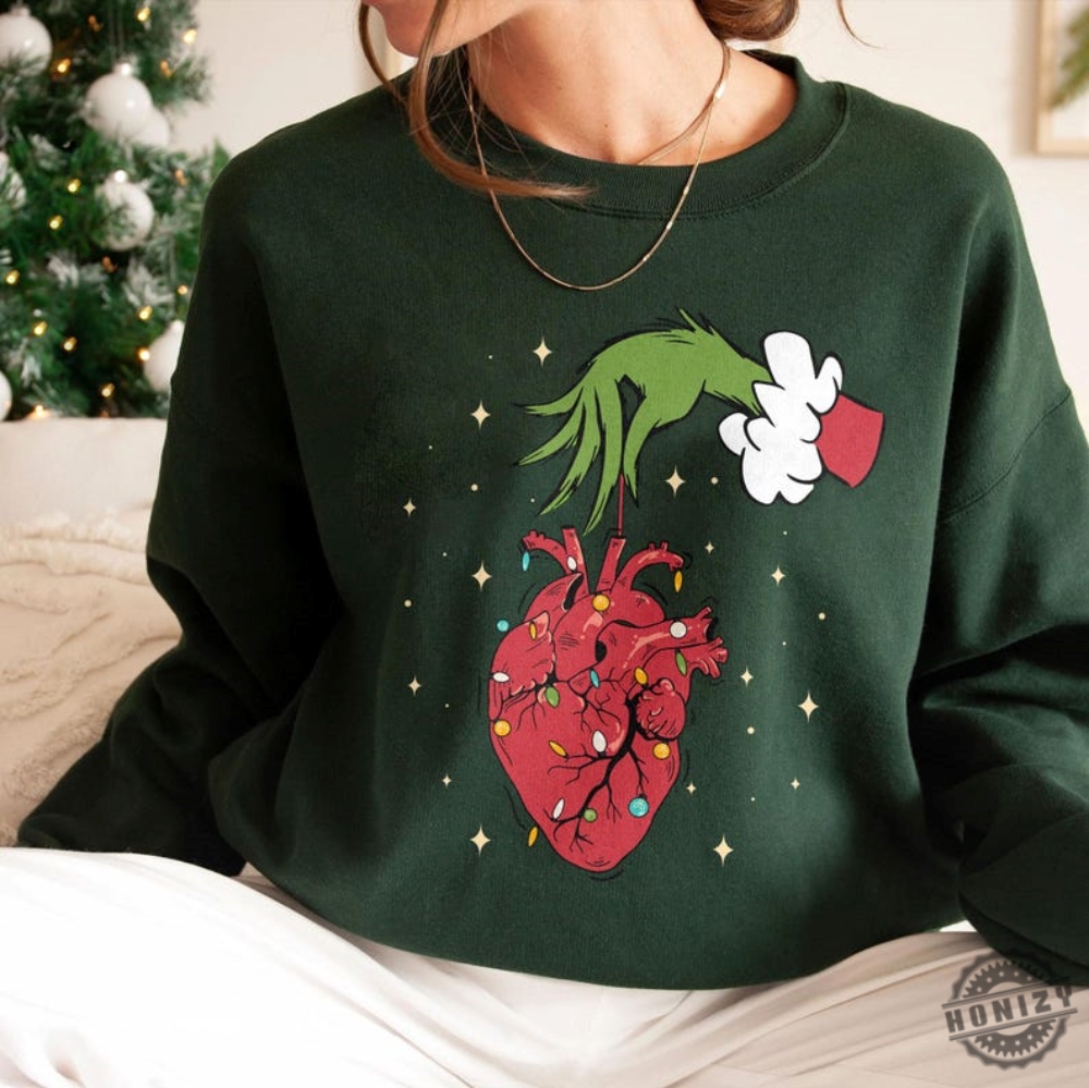 Christmas Cardiac Nurse Shirt Heart Anatomy Christmas Crewneck Sweatshirt Tachy Christmas Icu Nurse Tshirt Funny Holiday Hoodie