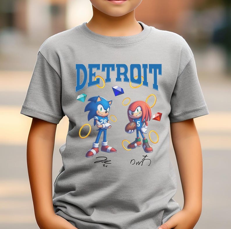 Detroit Gibbs And Montgomery Sonic And Knuckles Tee Graphic Design Lions Sweatshirt Detroit Football Clothing For Children Hoodie Lion Fans Gift