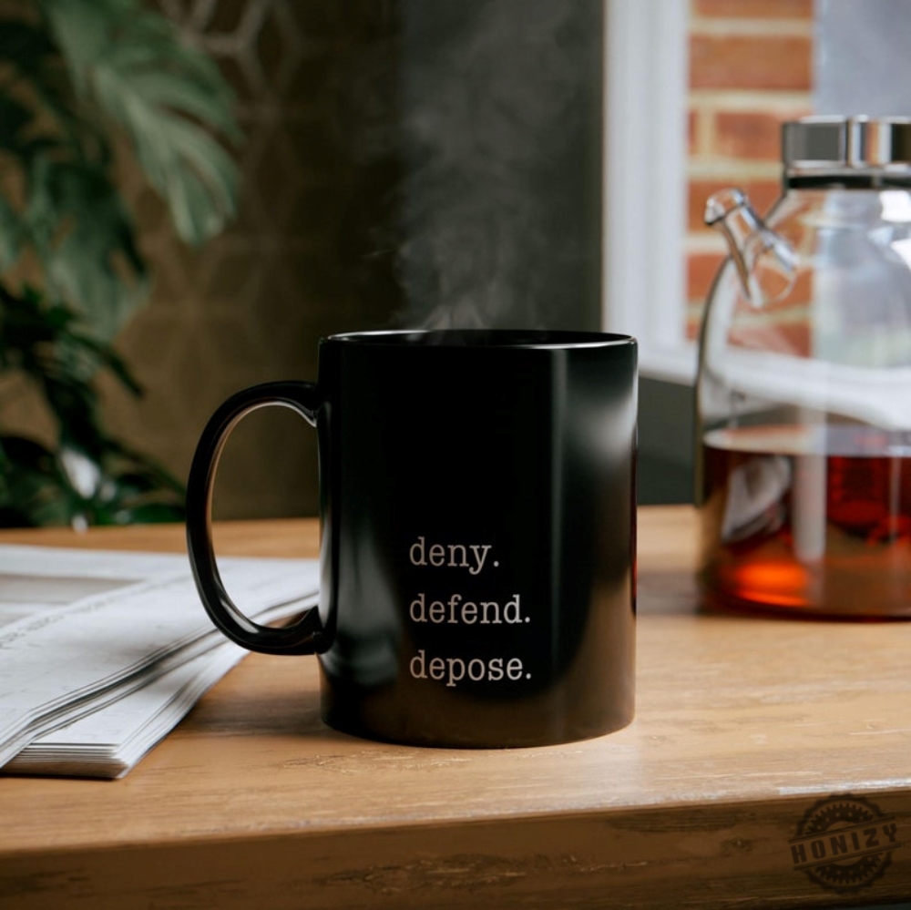 Deny Defend Depose Coffee Mug Black Minimalist Design Eat The Rich Coffee Mug Home Office Decor Gift For Him Gift For Her Unique