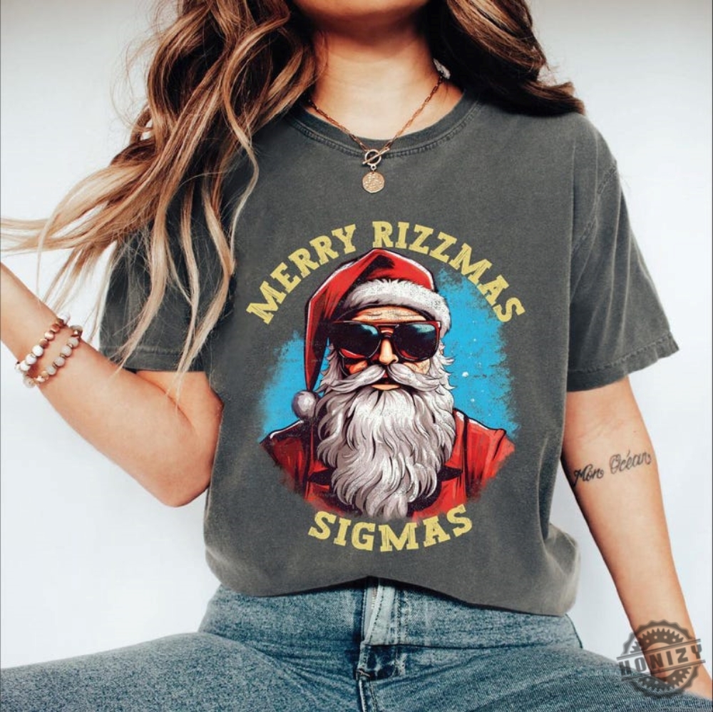 Skibidi Rizzmas Shirt Merry Rizzmas Sweatshirt Sigma Santa Hoodie Christmas Tshirt Sigma Christmas Santa Shirt Christmas Gift