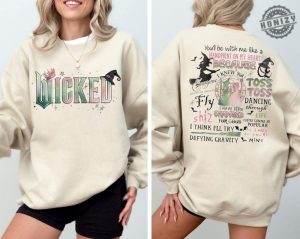 Wicked Movie 2Sided Shirt Defy Gravity Broomstick Magic Wand Sweatshirt Witch Pink And Green Tshirt Wizard Movie Fan Tee Wizard Hoodie honizy 2