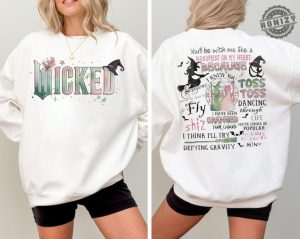 Wicked Movie 2Sided Shirt Defy Gravity Broomstick Magic Wand Sweatshirt Witch Pink And Green Tshirt Wizard Movie Fan Tee Wizard Hoodie honizy 4