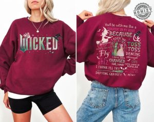 Wicked Movie 2Sided Shirt Defy Gravity Broomstick Magic Wand Sweatshirt Witch Pink And Green Tshirt Wizard Movie Fan Tee Wizard Hoodie honizy 6