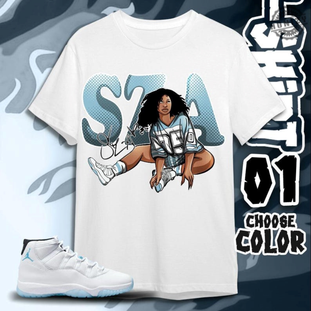 Aj 11 Legend Blue Unisex Tshirt Sweatshirt Hoodie Sza Signature Tees Shirt In Light Blue To Match Sneaker