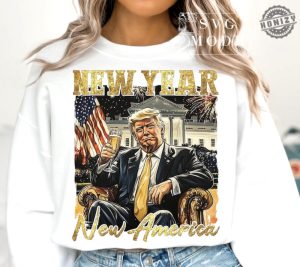 New Year Trump 2025 Shirt New Year New America Hoodie Trump Happy New Year Tshirt Trump Dance Christmas Sweatshirt Funny Christmas Trump Gift honizy 2