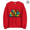 Deny Defend Depose Bold Statement Tee Colorful Protest Sweater Mario Font Hoodie Activist Graphic Sweater For Unisex Casual Wear honizy 5