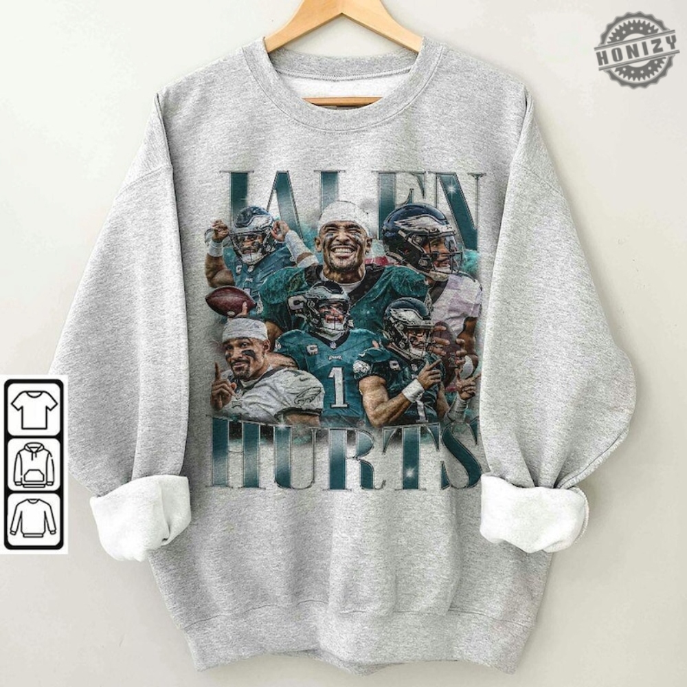 Jalen Hurts Shirt Football American Graphic Vintage Tshirt Football 90S Bootleg Inspired Gift Fan Unisex Shirt Hoodie Sweatshirt