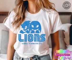 Sonic Knuckles Lions Tshirt Detroit Fan Sweatshirt Custom Sports Apparel honizy 3