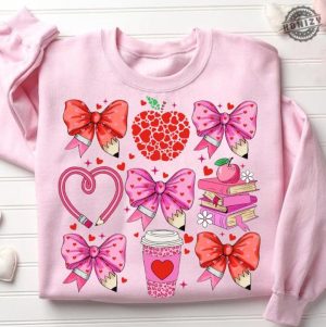 Teacher Valentine Coquette Shirt Valentine Teacher Hoodie Retro Teacher Gift Teacher Valentine Sweatshirt Teacher Hoodie Valentines Heart Gift honizy 2