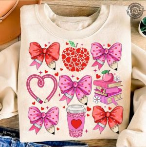 Teacher Valentine Coquette Shirt Valentine Teacher Hoodie Retro Teacher Gift Teacher Valentine Sweatshirt Teacher Hoodie Valentines Heart Gift honizy 3