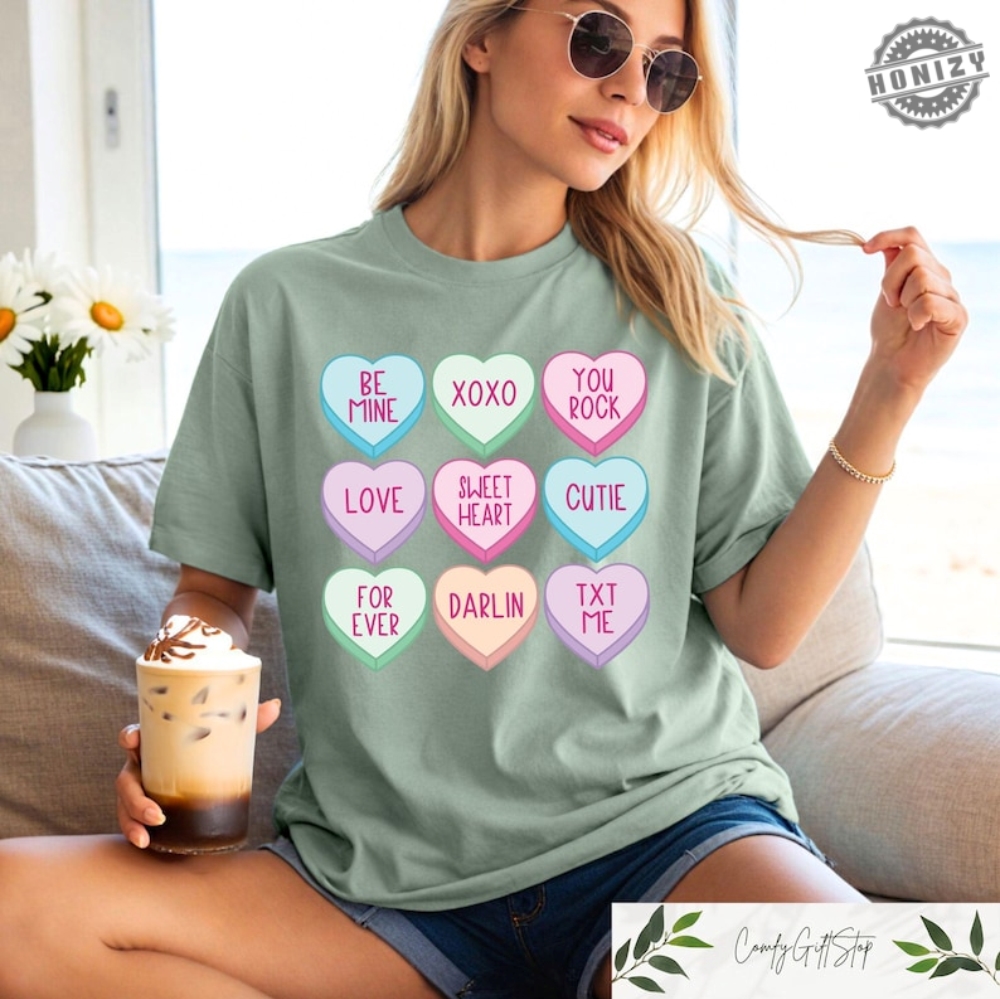 Candy Hearts Valentines Shirt Teacher Valentines Day Sweatshirt Candy Hearts Graphic Tees Cute Valentines Day Outfit Gift For Girls