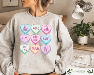 Candy Hearts Valentines Shirt Teacher Valentines Day Sweatshirt Candy Hearts Graphic Tees Cute Valentines Day Outfit Gift For Girls honizy 2