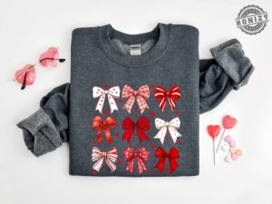 Coquette Valentine Heart Bow Sweatshirt Retro Valentine Shirt Valentines Day Bow Hoodie Coquette Bow Tshirt Bow Valentine Gifts honizy 2