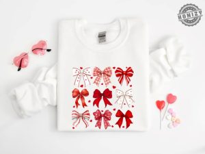 Coquette Valentine Heart Bow Sweatshirt Retro Valentine Shirt Valentines Day Bow Hoodie Coquette Bow Tshirt Bow Valentine Gifts honizy 3