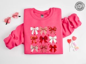 Coquette Valentine Heart Bow Sweatshirt Retro Valentine Shirt Valentines Day Bow Hoodie Coquette Bow Tshirt Bow Valentine Gifts honizy 4