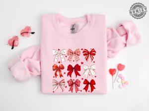 Coquette Valentine Heart Bow Sweatshirt Retro Valentine Shirt Valentines Day Bow Hoodie Coquette Bow Tshirt Bow Valentine Gifts honizy 5