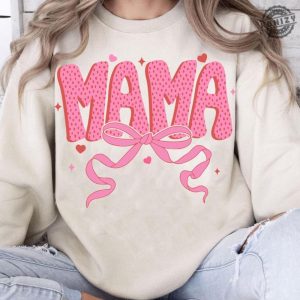 Coquette Valentine Mama Shirt Valentines Pink Bow Hoodie Pink Mama Sweatshirt Valentines Day Tshirt Mama Valentines Shirt honizy 10