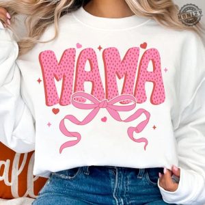 Coquette Valentine Mama Shirt Valentines Pink Bow Hoodie Pink Mama Sweatshirt Valentines Day Tshirt Mama Valentines Shirt honizy 3