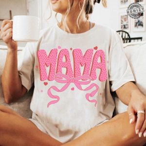 Coquette Valentine Mama Shirt Valentines Pink Bow Hoodie Pink Mama Sweatshirt Valentines Day Tshirt Mama Valentines Shirt honizy 4