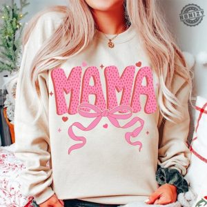 Coquette Valentine Mama Shirt Valentines Pink Bow Hoodie Pink Mama Sweatshirt Valentines Day Tshirt Mama Valentines Shirt honizy 6