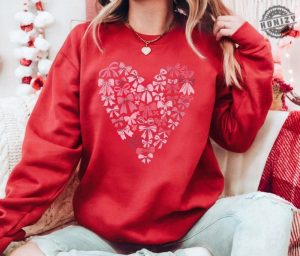 Coquette Bow Valentines Day Shirt Pink Bow Heart Valentine Sweatshirt Pink Bow Valentines Day Hoodie Retro Valentine Day Bow Tshirt honizy 6