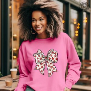 Coquette Valentines Day Heart Bow Shirt Retro Valentine Hoodie Valentines Day Bow Sweatshirt Coquette Bow Tshirt Bow Valentine Gifts honizy 3