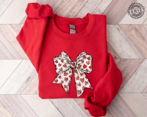 Coquette Valentines Day Heart Bow Shirt Retro Valentine Hoodie Valentines Day Bow Sweatshirt Coquette Bow Tshirt Bow Valentine Gifts honizy 4