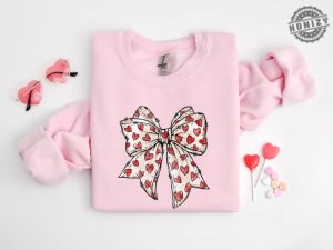 Coquette Valentines Day Heart Bow Shirt Retro Valentine Hoodie Valentines Day Bow Sweatshirt Coquette Bow Tshirt Bow Valentine Gifts honizy 5