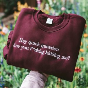 Hey Quick Question Are You Kidding Me Embroidered Sweatshirt Funny Humor Tshirt Funny Girls Hoodie Sarcasm Shirt honizy 2