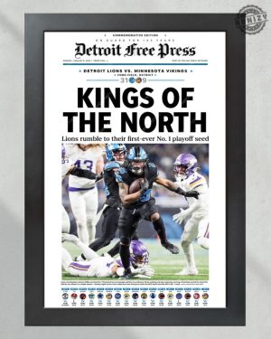 2025 Detroit Lions Historic Nfc No. 1 Seed Victory Kings Of The North Poster honizy 2