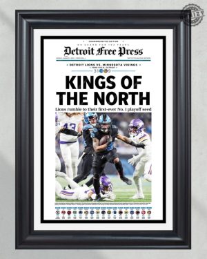 2025 Detroit Lions Historic Nfc No. 1 Seed Victory Kings Of The North Poster honizy 3