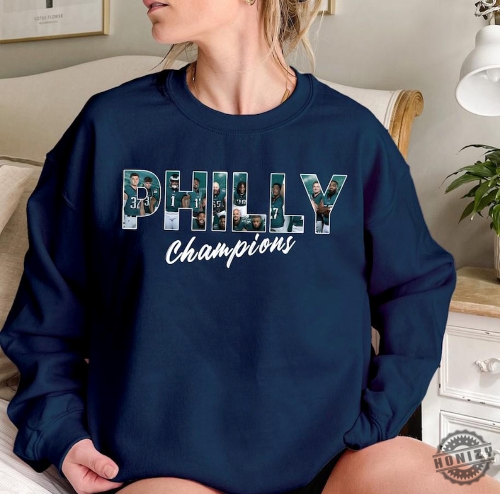 Philadelphia Football Champions Players Typo Unisex Shirt honizy 1