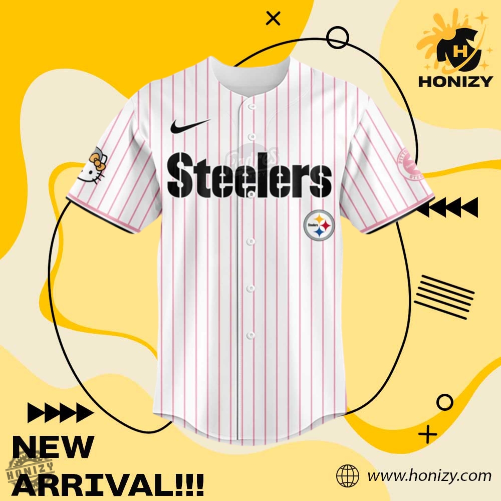 Hello Kitty X Pittsburgh Steelers Baseball Jersey 3D Shirt 4 Hello Kitty x Pittsburgh Steelers Baseball Jersey 3D Shirt