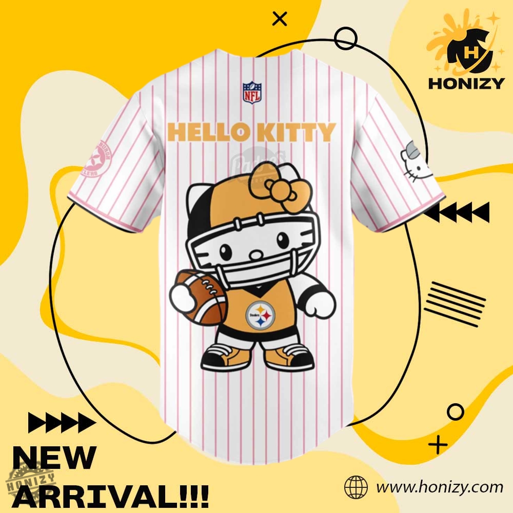 Hello Kitty X Pittsburgh Steelers Baseball Jersey 3D Shirt 5 Hello Kitty x Pittsburgh Steelers Baseball Jersey 3D Shirt