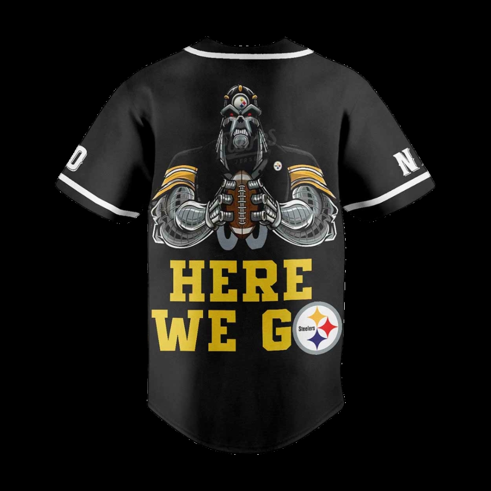 Pittsburgh Steelers Here We Go Custom Name Baseball Jersey Unisex 3D Shirt 5 Pittsburgh Steelers Here We Go Custom Name Baseball Jersey Unisex 3D Shirt