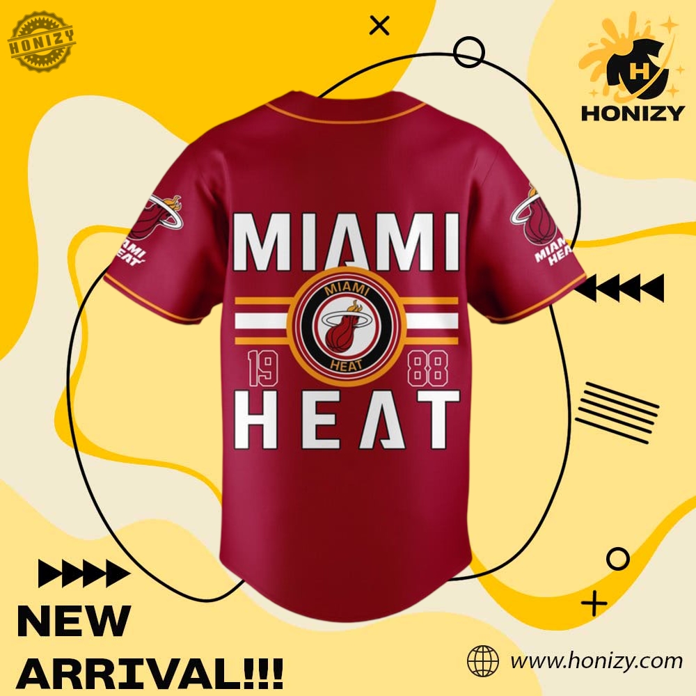 Nba Miami Heat 1988 Red White Design Baseball Jersey Unisex Shirt 5 NBA Miami Heat 1988 Red White Design Baseball Jersey Unisex Shirt