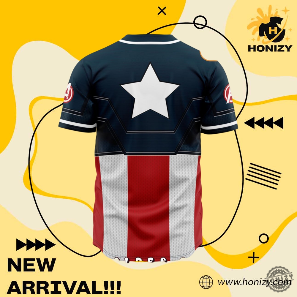 Captain America Cosplay Marvel Baseball Jersey 3 Captain America Cosplay Marvel Baseball Jersey