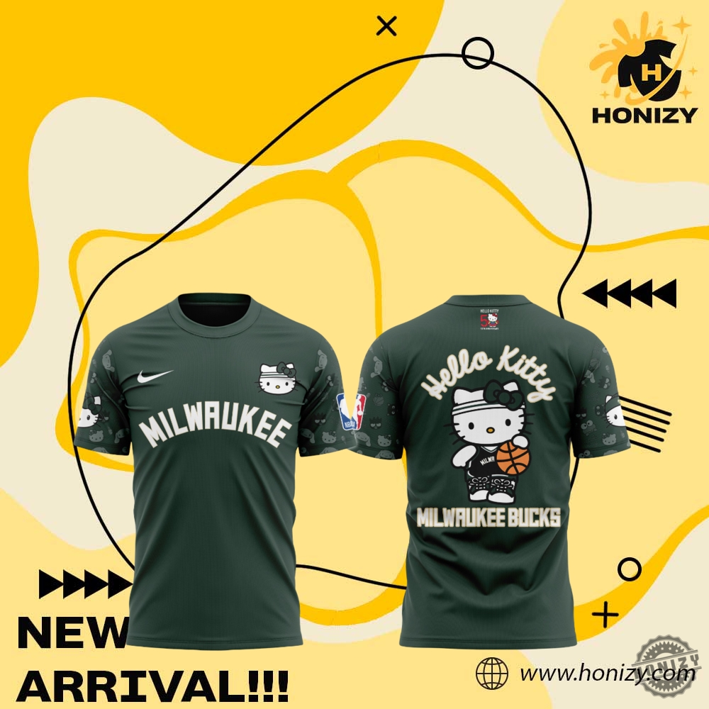 Hot Milwaukee Bucks X Hello Kitty 3D Over Printed Shirt 3 HOT Milwaukee Bucks x Hello Kitty 3D Over Printed Shirt
