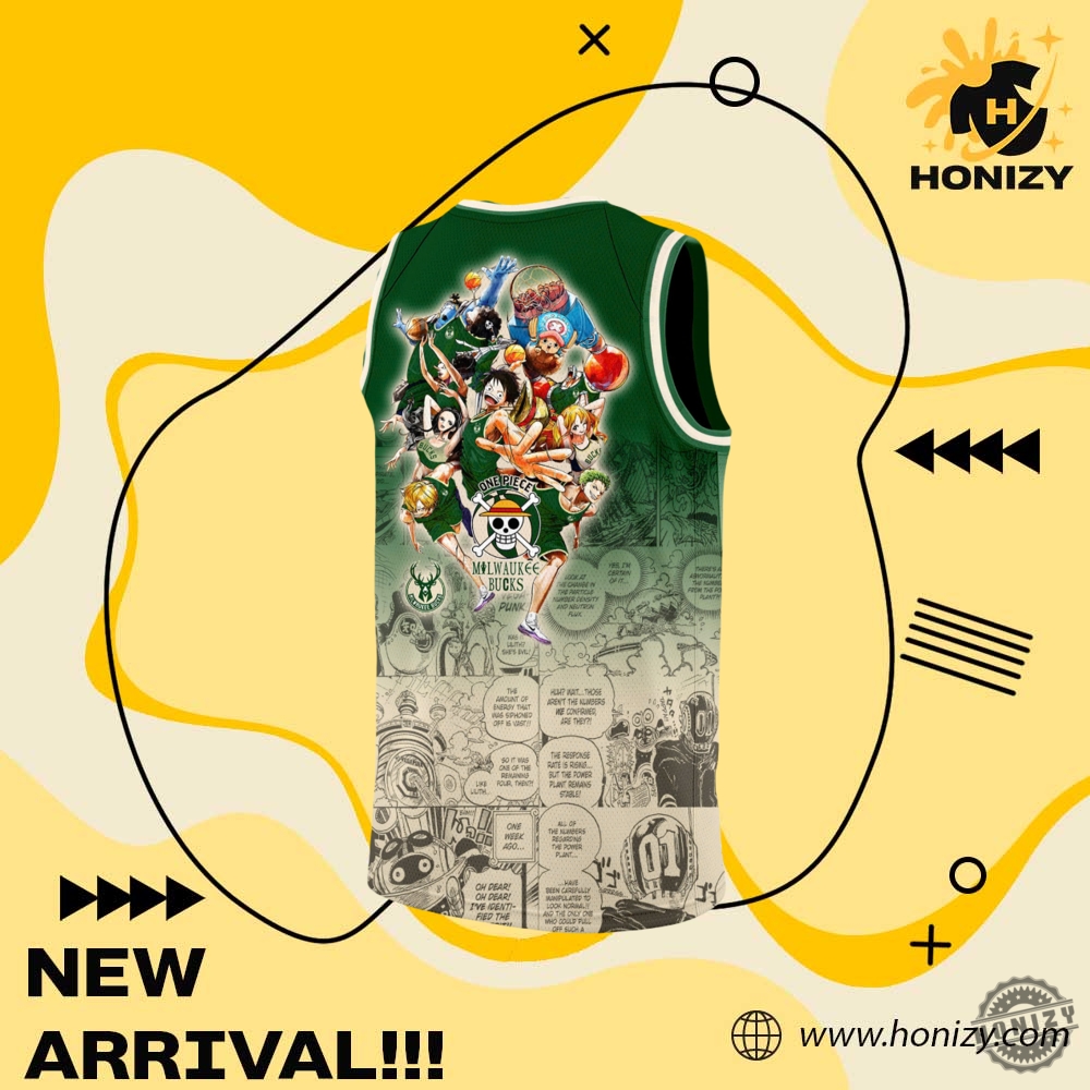 Luffy One Piece X Nba Milwaukee Bucks Basketball Jersey 5 Luffy One Piece x NBA Milwaukee Bucks Basketball Jersey