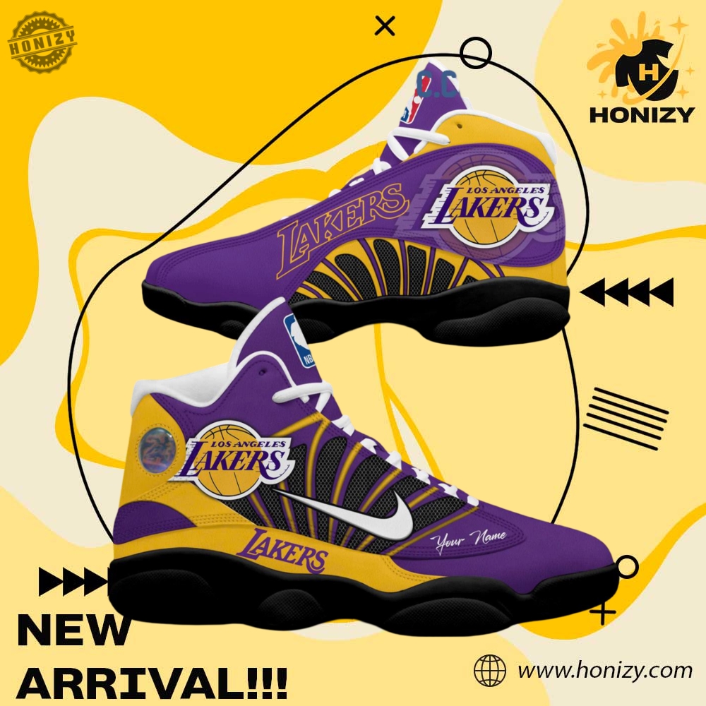NBA 2025 Playoff Gift 17 Los Angeles Lakers Go Lakers Custom Name Air Jordan 13 Shoes