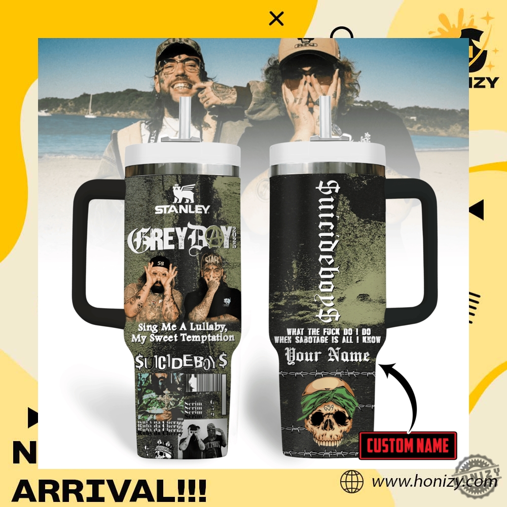 NBA gifts For Fan 21 Grey Boy Suicideboy Custom Name Trendy Tumbler With Handle Stanley