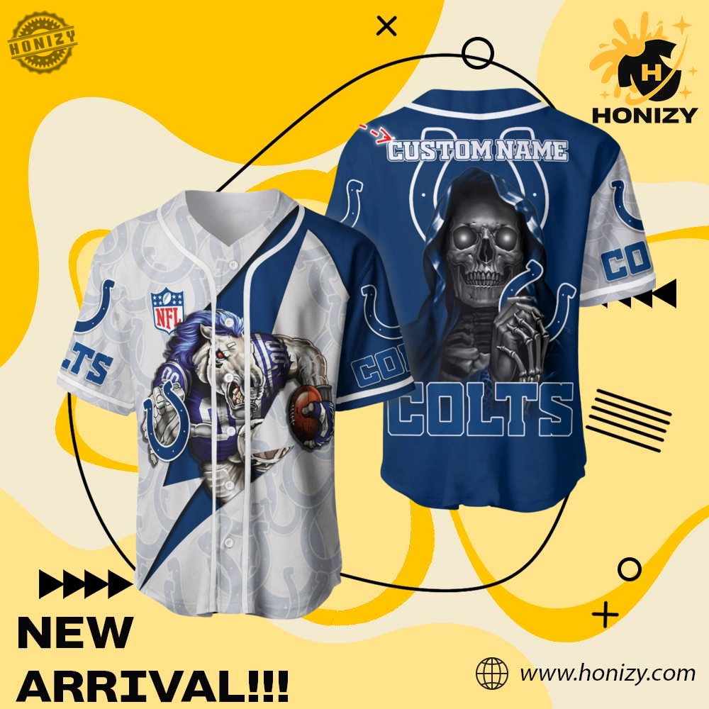 Jersey for fan NFL and anime 11 Nfl Indianapolis Colts Skull Custom Name Unisex Vintage Baseball Jersey